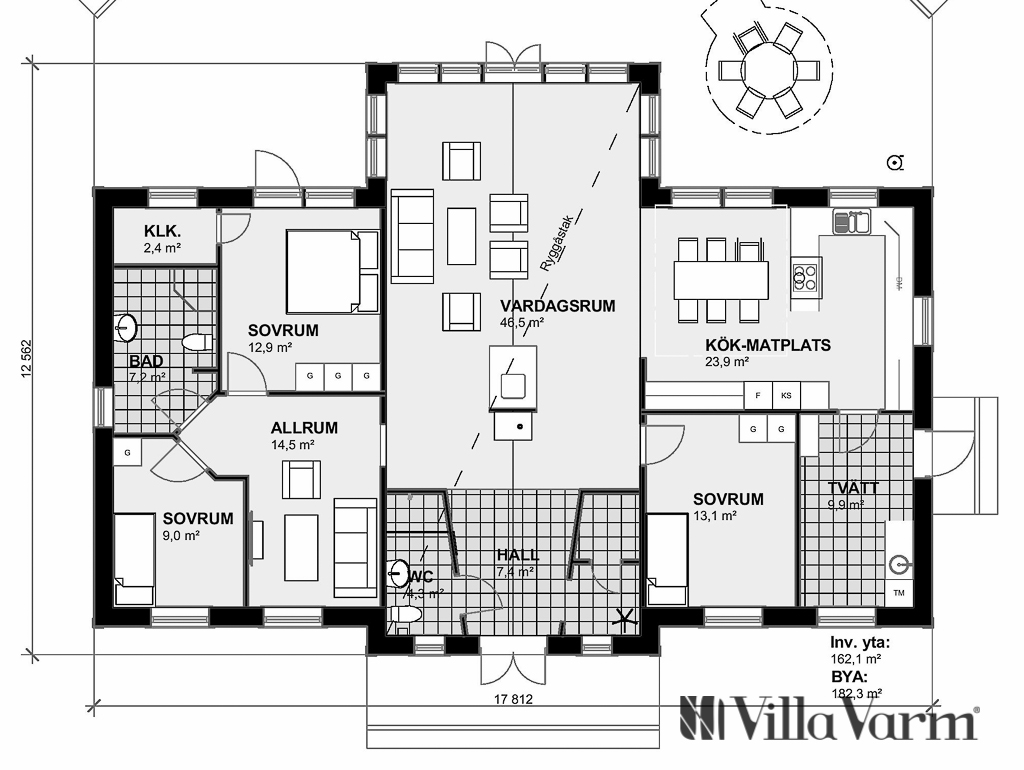 Villa sparreholm lantlig husmodell med symmetri villa varm